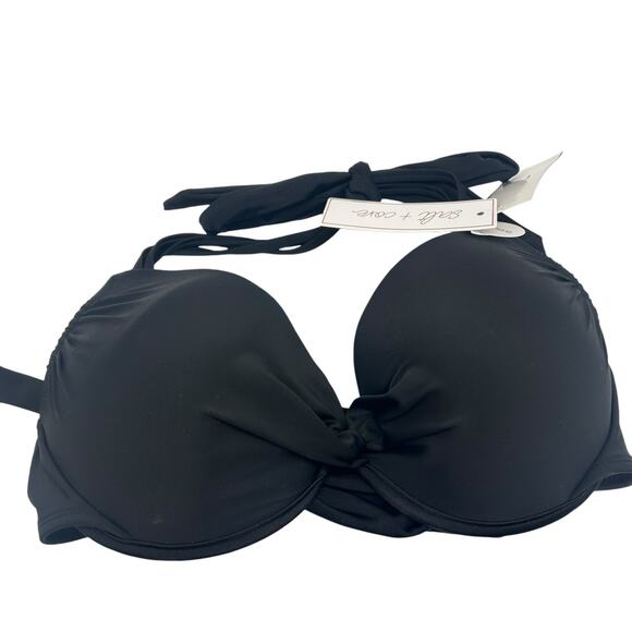 NEW Macys Black Bikini Set Size 10 Underwire Push Up High Waist Control Top Swim - Picture 8 of 12